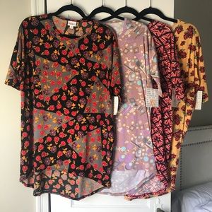 Lot of 4 Lularoe Irma tunic tshirt XS NWT
